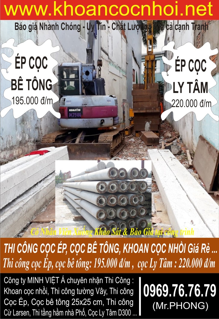 Ép cọc bê tông_đơn giá cọc ép_đơn giá ép cọc ly tâm ...195.000 đ/m